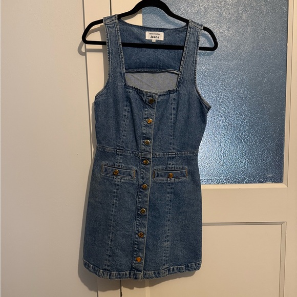 Reformation Denim Button-Front Mini Dress - Picture 5 of 6